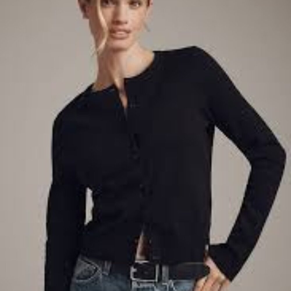 Anthropologie New Juliet Cashmere Cardigan Sweater in black, size Large